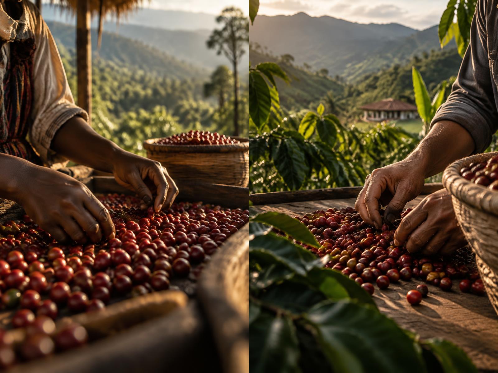 Sélection des cerises de café à l’origine